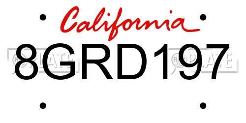8GRD197 California License Plate