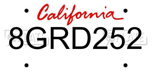 8GRD252 California License Plate