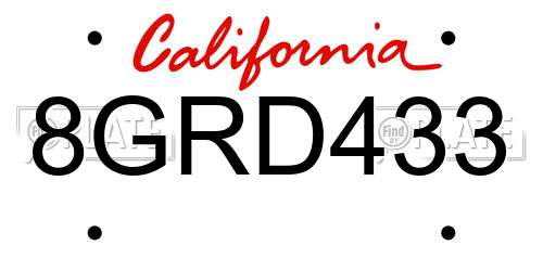8GRD433 California License Plate