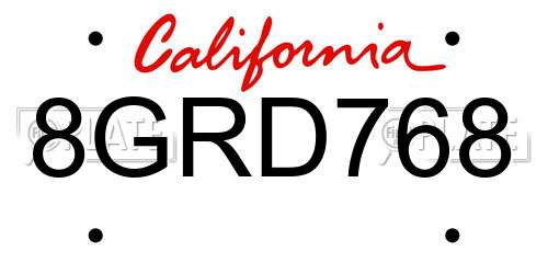 8GRD768 California License Plate