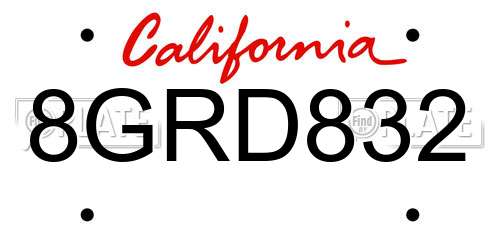 8GRD832 California License Plate