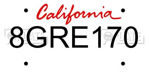 8GRE170 California License Plate