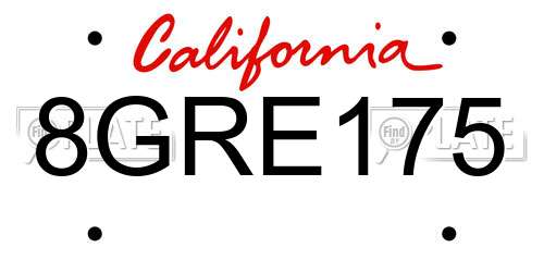 8GRE175 California License Plate