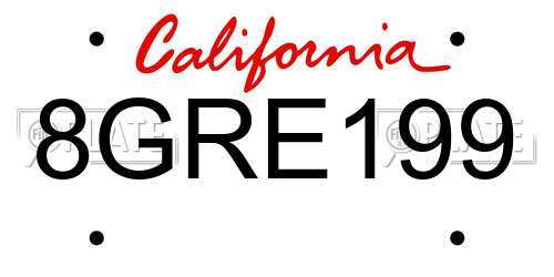 8GRE199 California License Plate