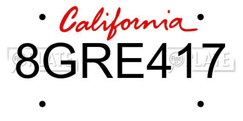 8GRE417 California License Plate