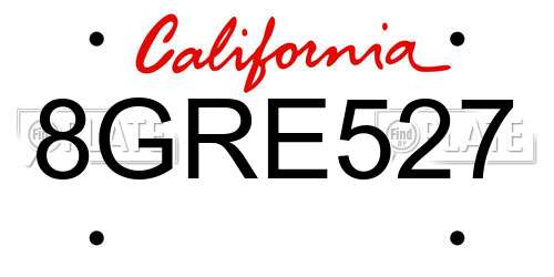 8GRE527 California License Plate