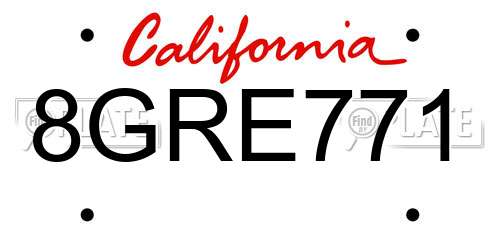 8GRE771 California License Plate