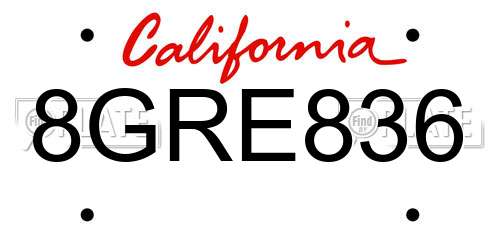 8GRE836 California License Plate