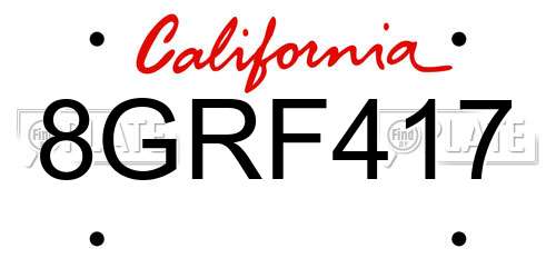 8GRF417 California License Plate
