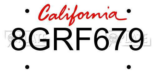 8GRF679 California License Plate