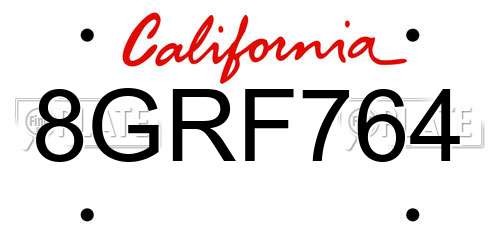 8GRF764 California License Plate