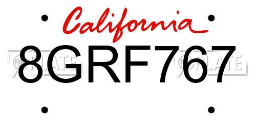 8GRF767 California License Plate