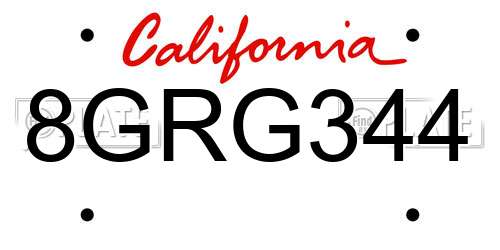 8GRG344 California License Plate
