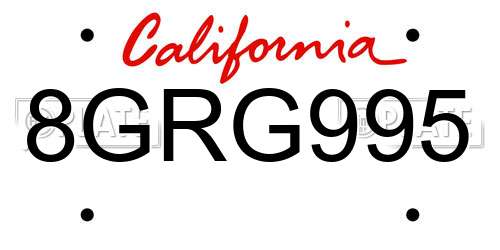 8GRG995 California License Plate