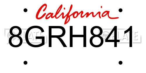 8GRH841 California License Plate
