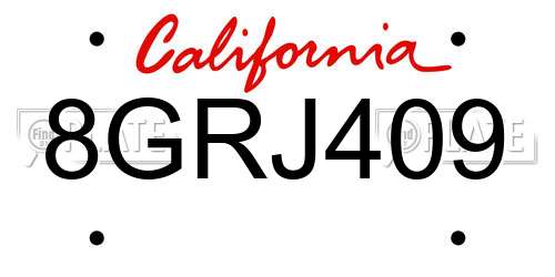 8GRJ409 California License Plate