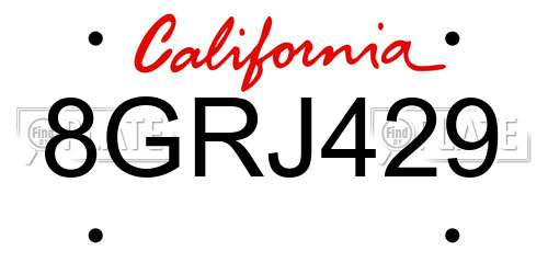 8GRJ429 California License Plate