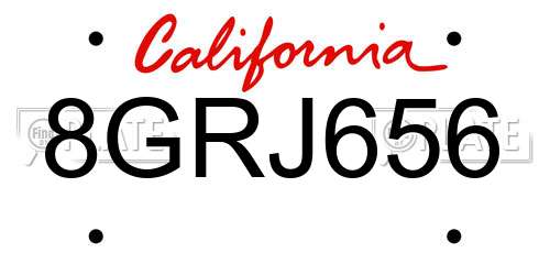 8GRJ656 California License Plate