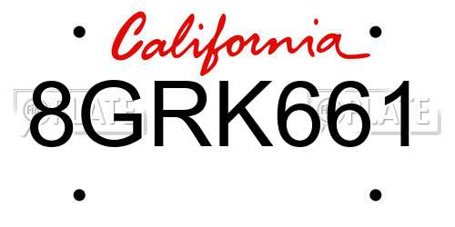 8GRK661 California License Plate