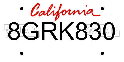 8GRK830 California License Plate