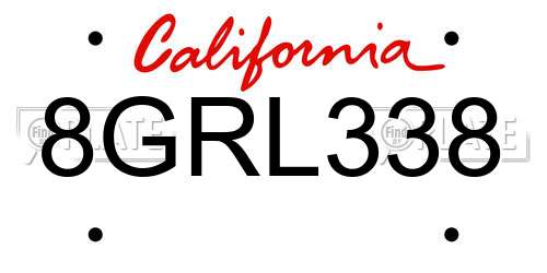 8GRL338 California License Plate