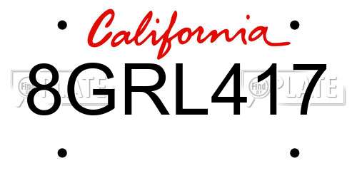 8GRL417 California License Plate