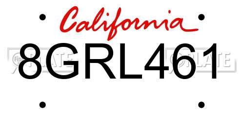 8GRL461 California License Plate
