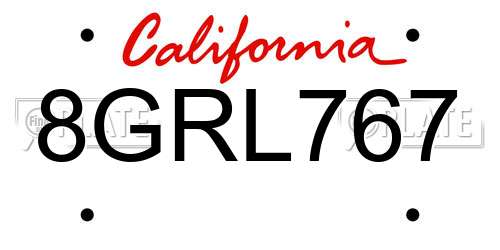 8GRL767 California License Plate