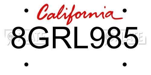 8GRL985 California License Plate
