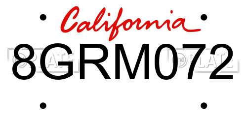 8GRM072 California License Plate