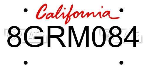 8GRM084 California License Plate