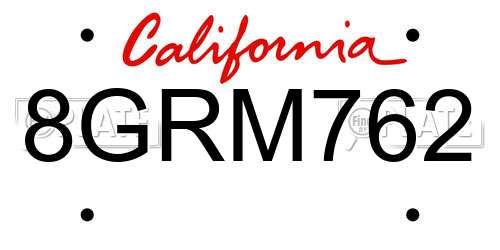 8GRM762 California License Plate