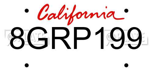 8GRP199 California License Plate