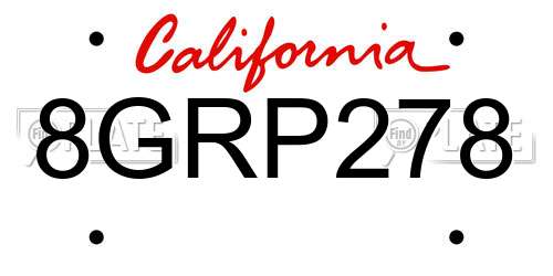 8GRP278 California License Plate