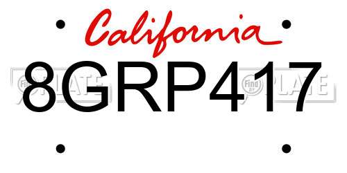 8GRP417 California License Plate