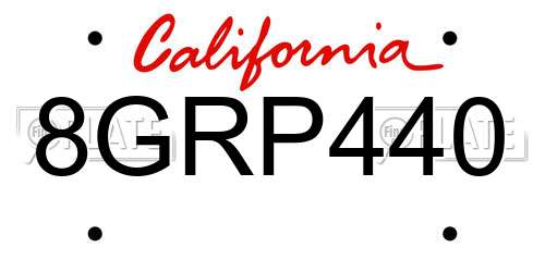 8GRP440 California License Plate