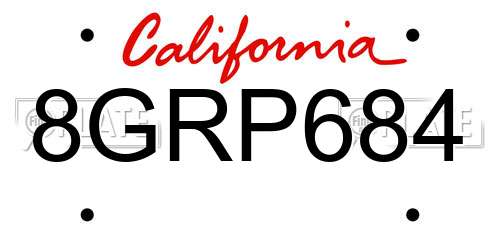 8GRP684 California License Plate