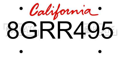 8GRR495 California License Plate