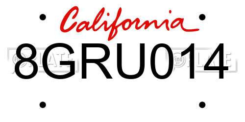 8GRU014 California License Plate