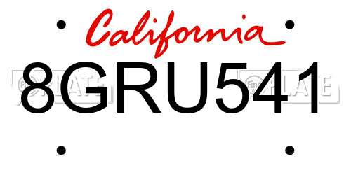 8GRU541 California License Plate