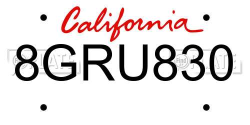 8GRU830 California License Plate