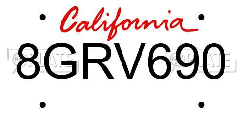 8GRV690 California License Plate