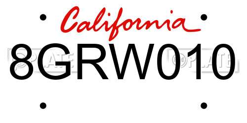 8GRW010 California License Plate