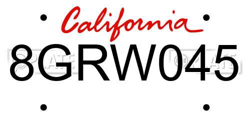 8GRW045 California License Plate