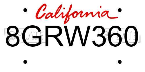 8GRW360 California License Plate