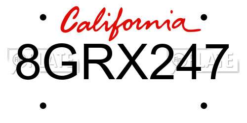 8GRX247 California License Plate