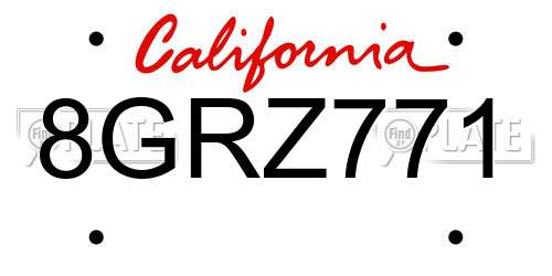 8GRZ771 California License Plate