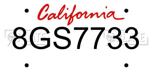 8GS7733 California License Plate