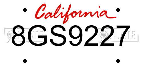 8GS9227 California License Plate