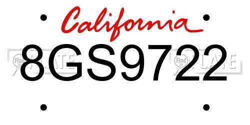 8GS9722 California License Plate